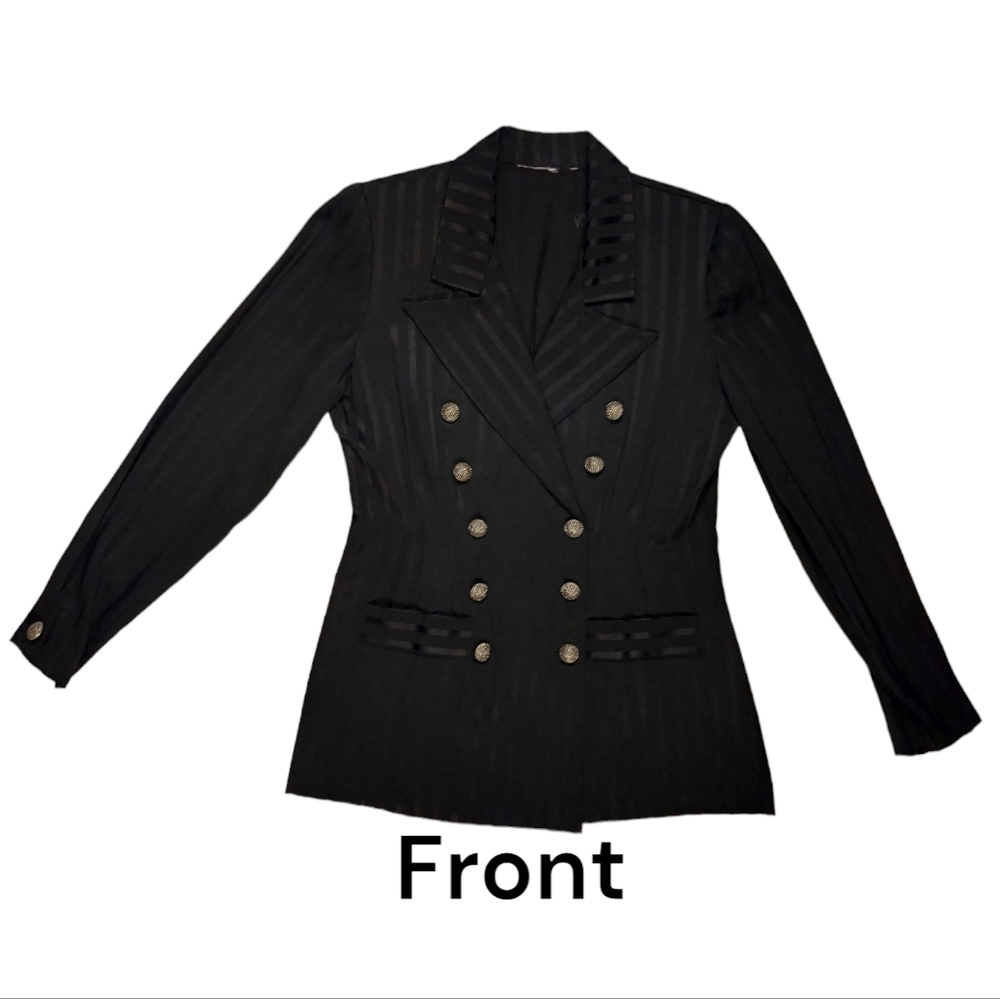 80s Vintage Striped Blazer Tapered Sleeves  Flattering Shape Gothcorp Jacket